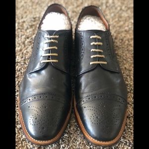 Gordon Rush Mens Black Leather Wing Tip Shoes